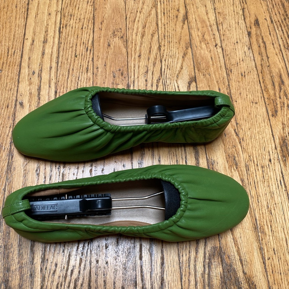 Fabulous Everlane Green Leather Scrunch Ballet Flats - Picture 11 of 12
